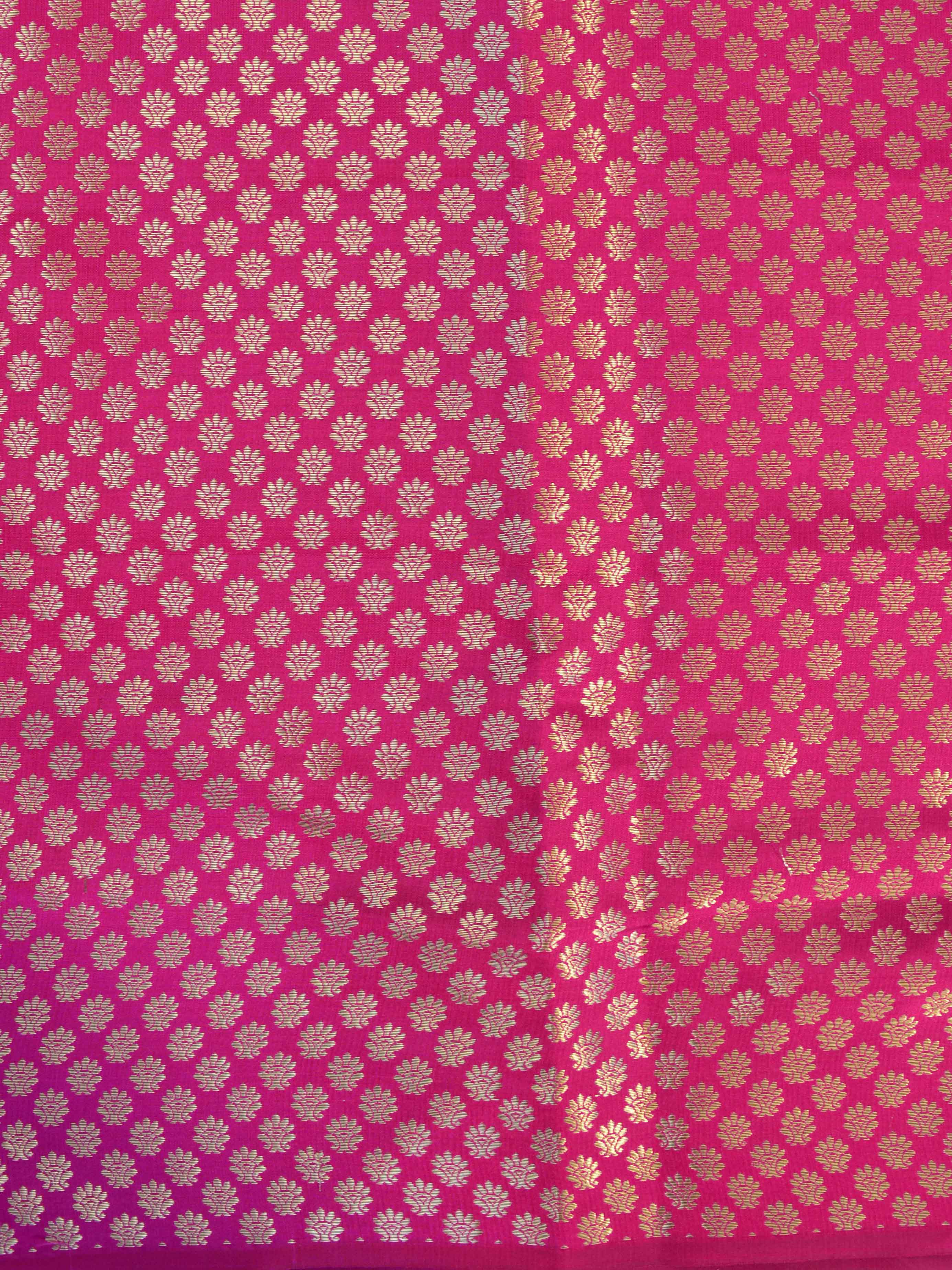 Banarasee Cotton Silk Saree With Hand-Embroidery Work-Pink