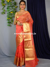 Banarasee Organza Mix Saree With Embroidery Work & Zari Border-Peach
