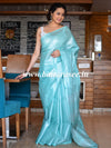 Banarasee Handloom Pure Linen By Tissue Saree-Blue