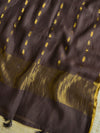 Banarasee Handwoven Zari Motif Semi-Silk Salwar Kameez Fabric & Pure Silk Embroidered Dupatta-Brown