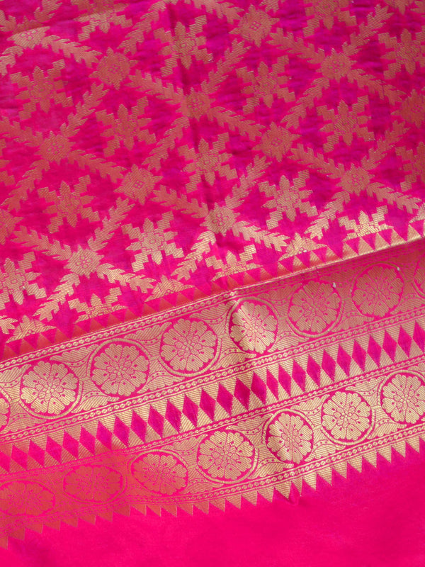 Banarasee Art Silk Dupatta With Jaal Design-Hot Pink