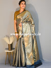 Kanjivaram Art Silk Saree With Antique Zari Jaal Design-Grey