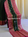 Banarasee Organza Mix Saree With Buti Design & Broad Border-Green & Pink