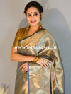 Kanjivaram Art Silk Saree With Antique Zari Jaal Design-Grey