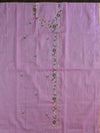 Kota Doria Hand-Embroidered Salwar Kameez Dupatta Set-Pink & White