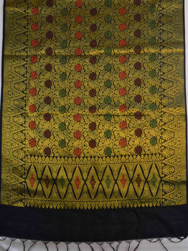 Banarasee Art Silk Jaal Design Dupatta-Black