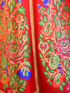Banarasee Handwoven Art Silk Unstitched Lehenga & Blouse Fabric With Meena Work-Red