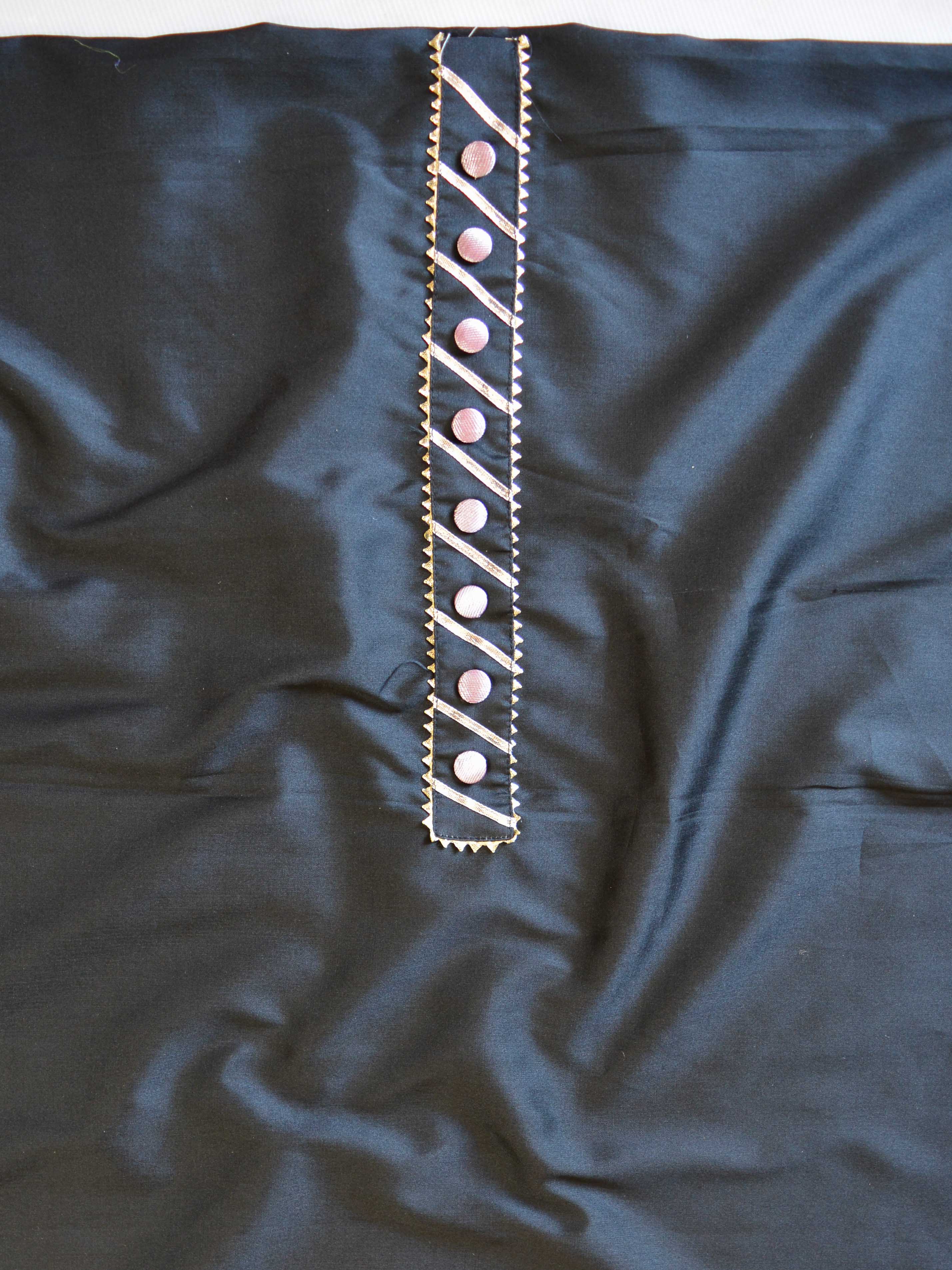 Banarasee Semi Silk Salwar Kameez Set & Organza Silk Handpainted Dupatta-Black