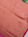 Banarasee Organza Mix Saree With Buti Design & Broad Border-Green & Pink