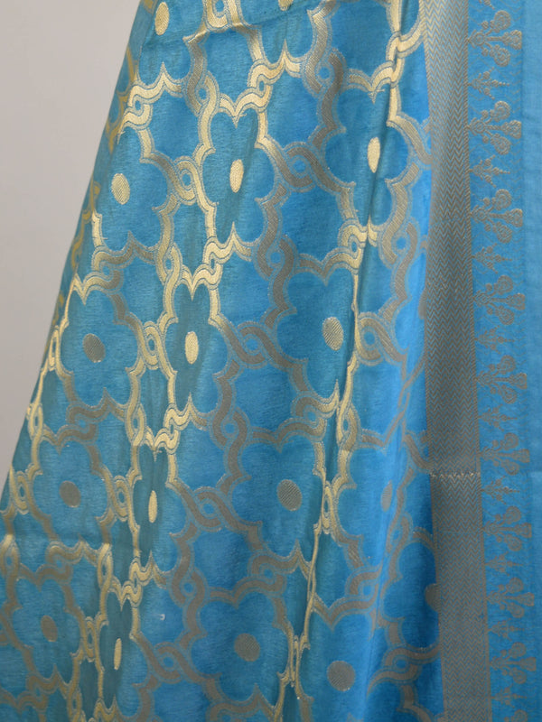 Banarasee Art Silk Dupatta Jaal Design-Greyish Blue