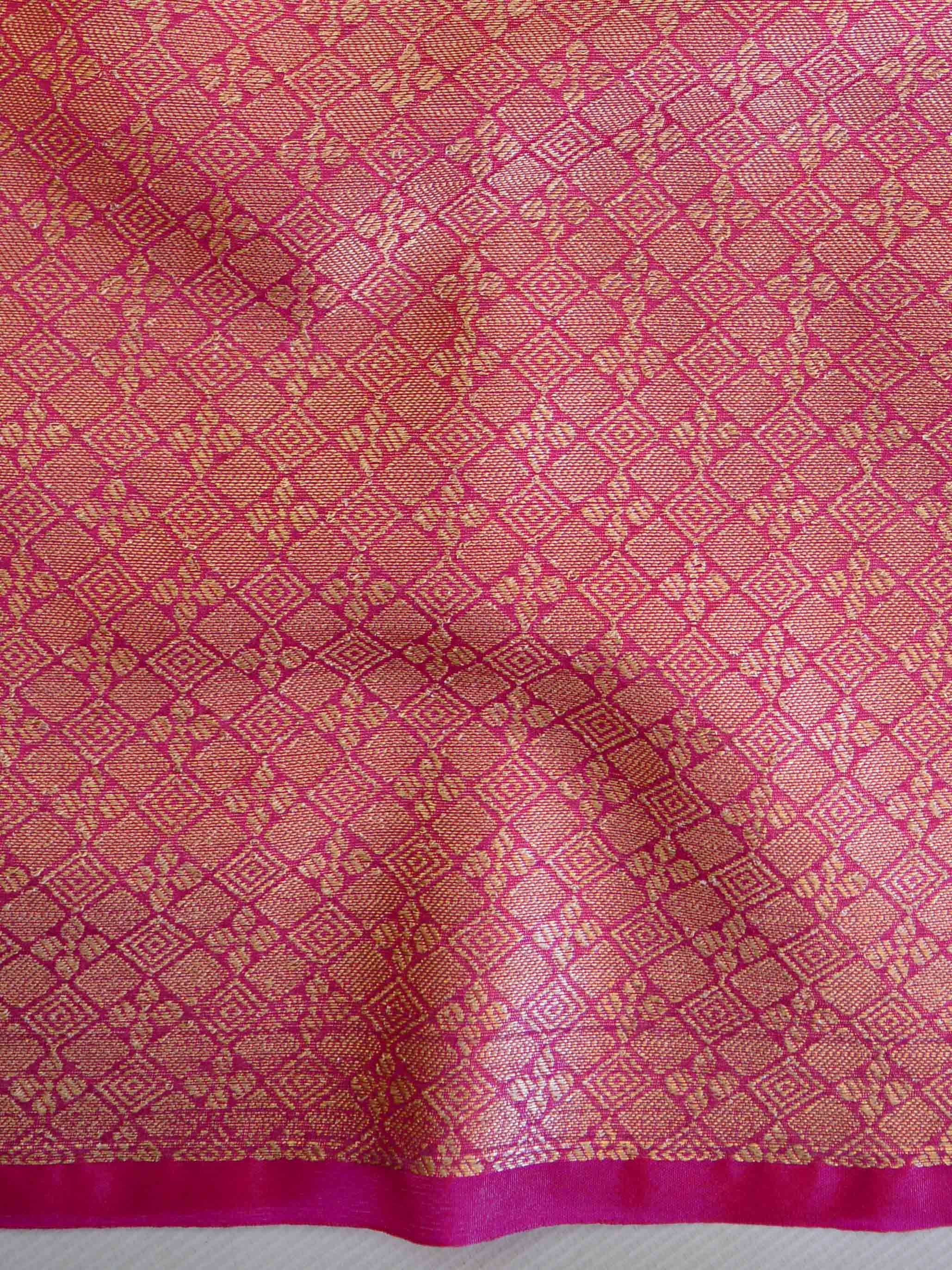 Banarasee Organza Mix Saree With Buti Design & Broad Border-Green & Pink