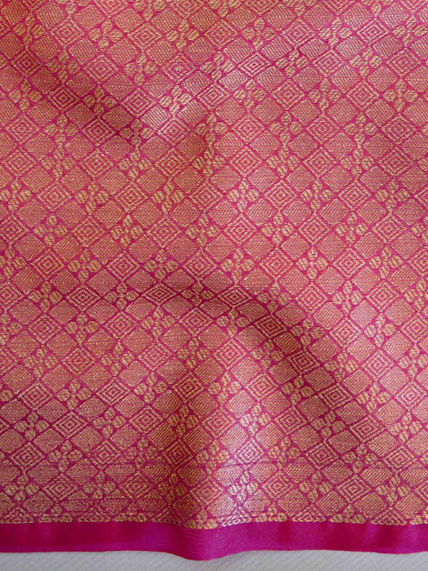 Banarasee Organza Mix Saree With Buti Design & Broad Border-Green & Pink