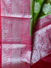 Banarasee Organza Mix Saree With Silver Zari Buta Design Saree-Green & Pink