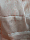 Banarasee Handwoven Semi-Chiffon Saree With Silver Zari Jaal-Peach