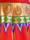 Banarasee Handwoven Art Silk Unstitched Lehenga & Blouse Fabric With Meena Work-Red