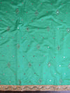 Banarasee Chanderi Cotton Embroidery Salwar Kameez With Organza Dupatta Set-Green & White