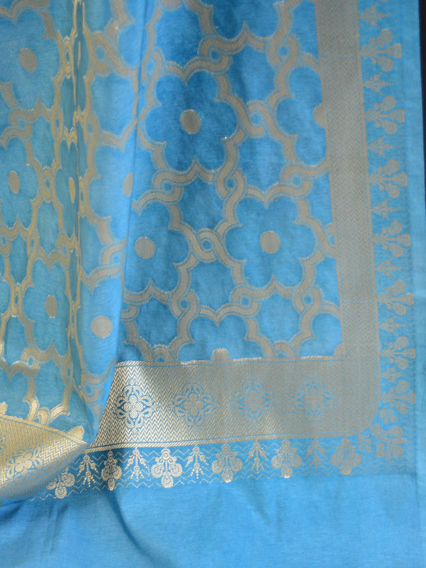 Banarasee Art Silk Dupatta Jaal Design-Greyish Blue
