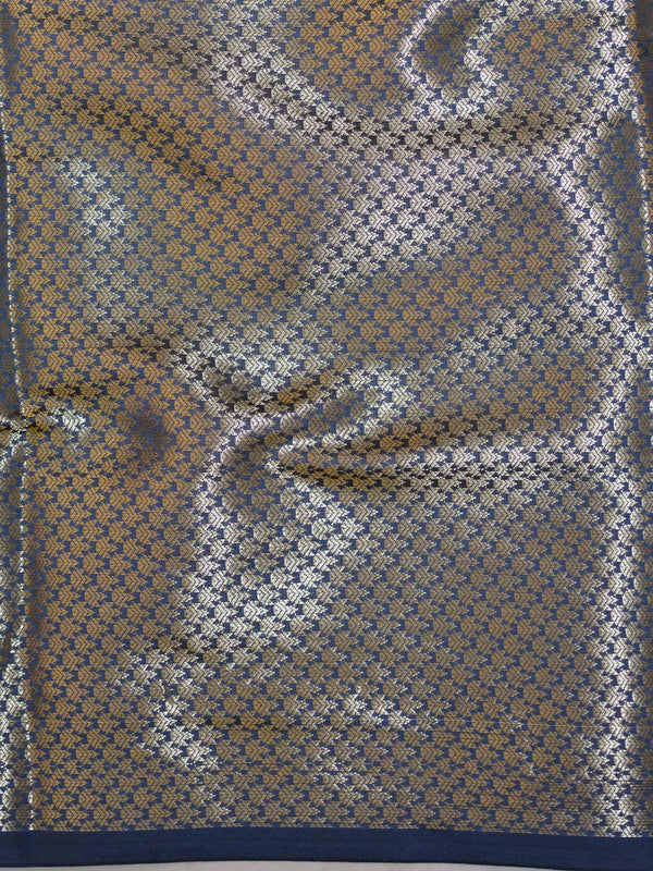 Kanjivaram Art Silk Saree With Antique Zari Jaal Design-Grey