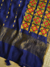 Banarasee Handwoven Zari Motif Semi-Silk Salwar Kameez Fabric & Pure Silk Embroidered Dupatta-Blue