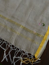 Kota Doria Hand-Embroidered Salwar Kameez Dupatta Set-Pink & White