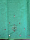 Banarasee Chanderi Cotton Embroidery Salwar Kameez With Organza Dupatta Set-Green & White