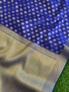 Banarasee Cotton Silk  Saree With Zari Buti & Border-Blue