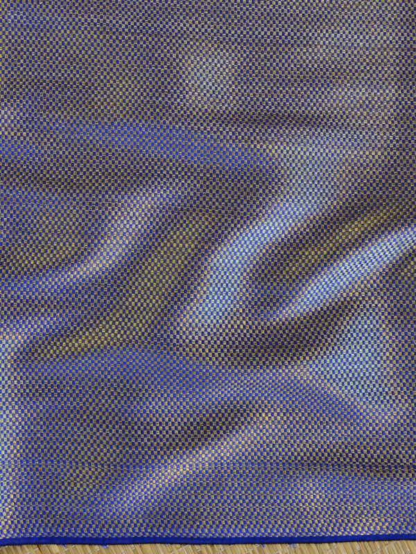 Banarasee Cotton Silk  Saree With Zari Buti & Border-Blue