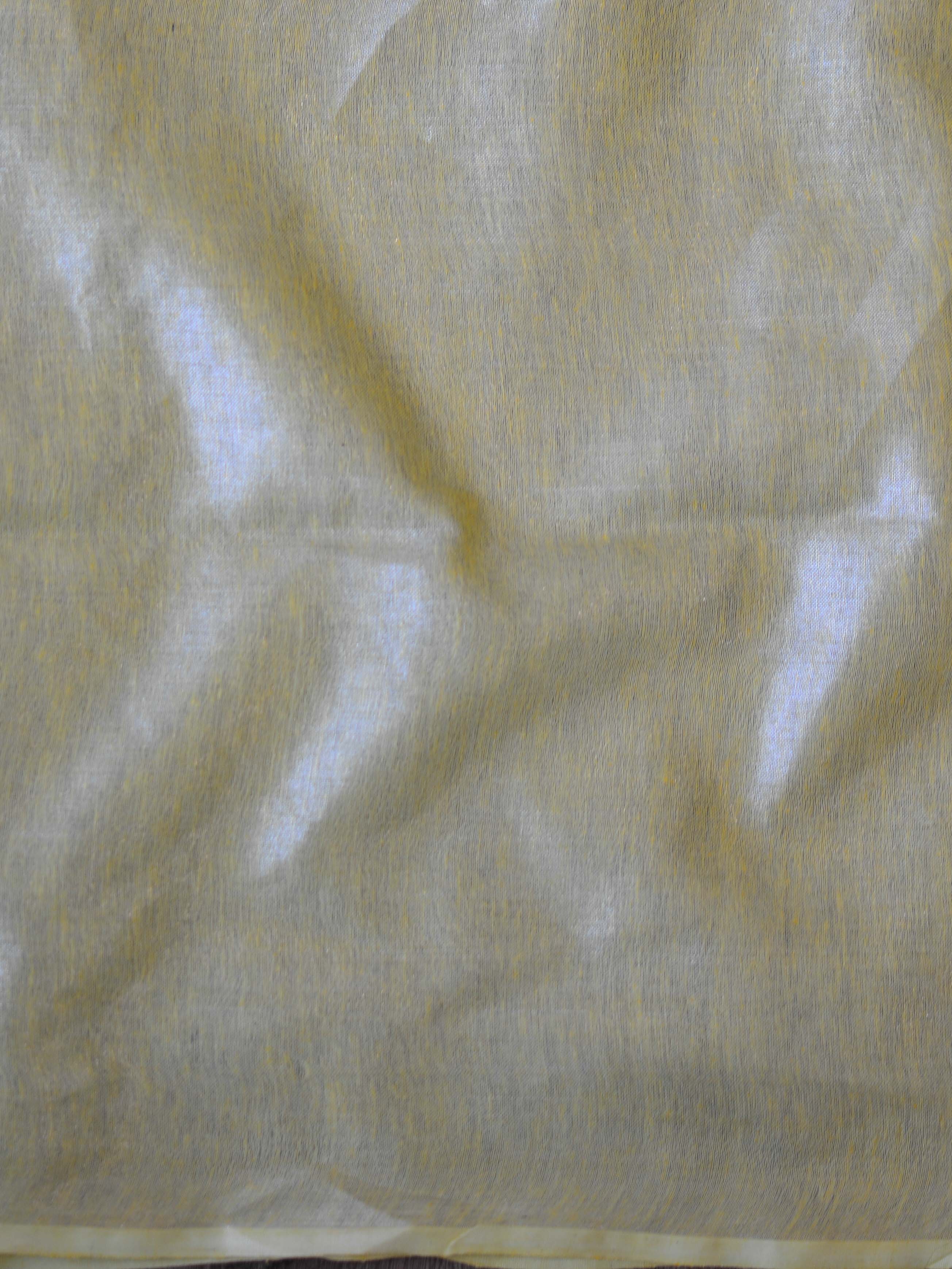 Banarasee Handloom Pure Linen By Tissue Saree-Yellow