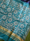 Handloom Khadi Cotton Hand-Dyed Batik Pattern Salwar Kameez Dupatta Set-Green & Blue