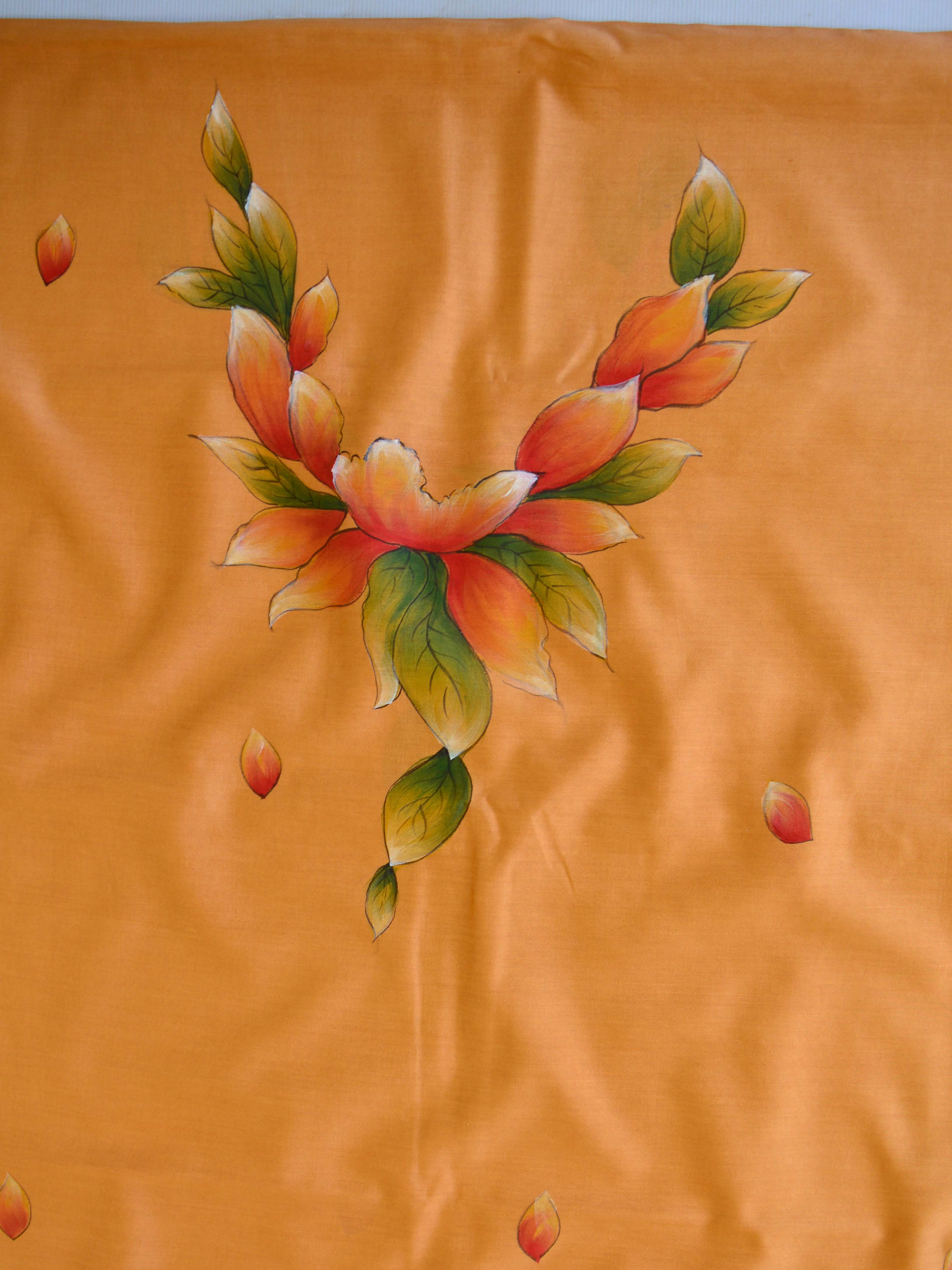 Banarasee Pure Chanderi Silk Hand-painted Salwar Kameez Set-Rust