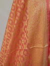 Banarasee Salwar Kameez Cotton Silk Gold Zari Buti Woven Fabric-Peach