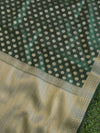 Banarasee Cotton Silk  Saree With Zari Buti & Border-Green