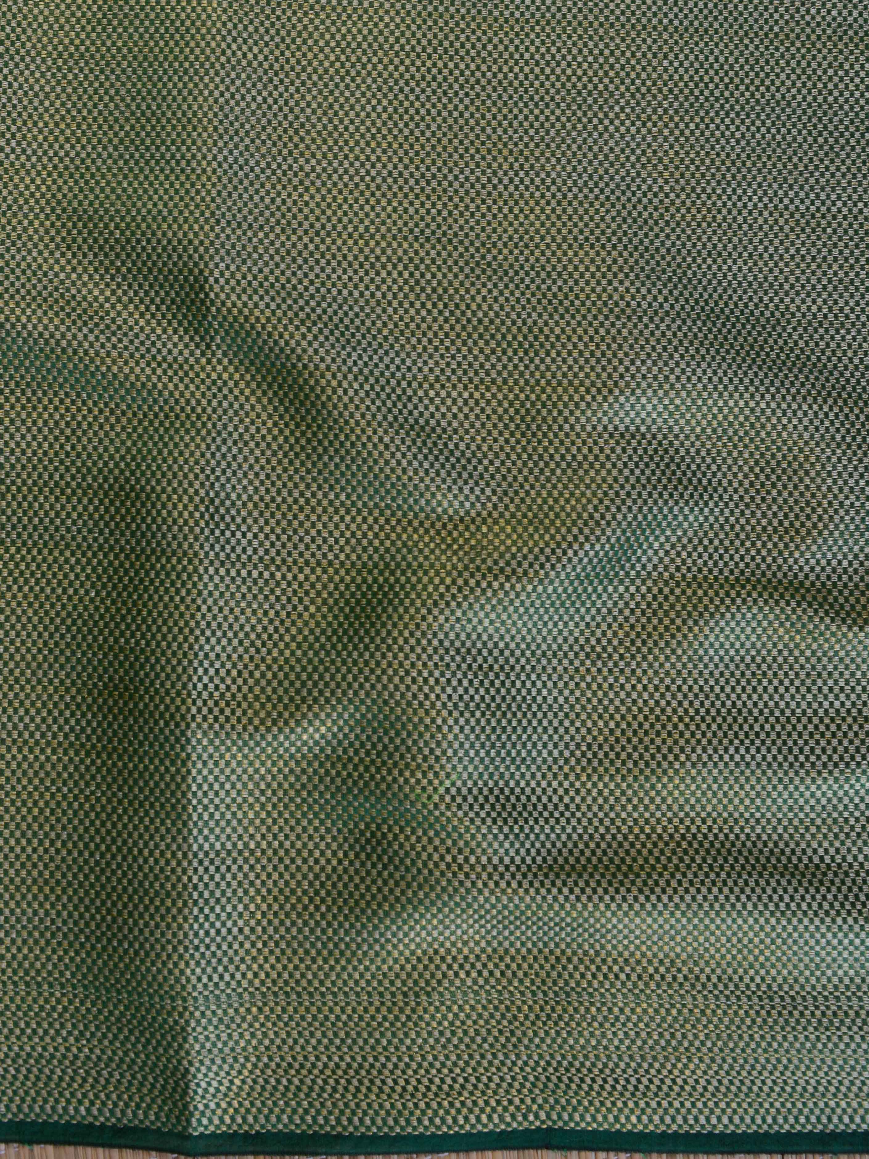 Banarasee Cotton Silk  Saree With Zari Buti & Border-Green