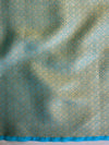 Banarasee Organza Mix Saree With Buti Design & Broad Border-Rust & Blue