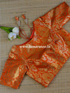 Banarasee Pure Silk Brocade Fabric Blouse-Orange