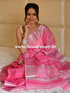 Banarasee Handwoven Shaded Tissue Saree With Silver Zari Border-Pink