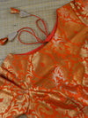 Banarasee Pure Silk Brocade Fabric Blouse-Orange
