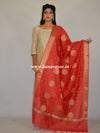 Banarasee Cotton Silk Gold Zari Big Buta Dupatta-Red