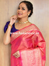 Banarasee Art Silk Saree With Zari Floral Border & Self Weaving Work-Pink