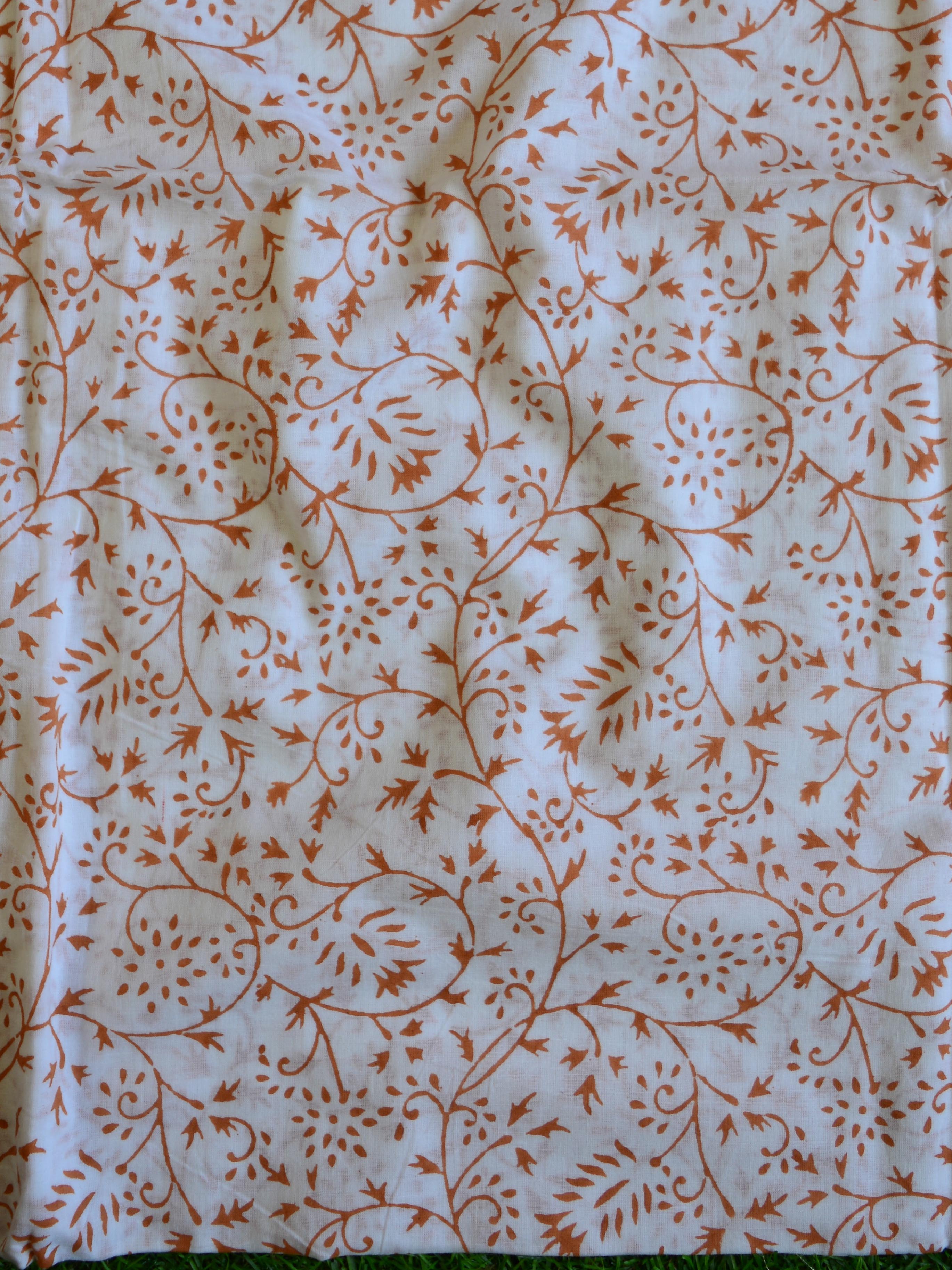 Handloom Mul Cotton Handblock Printed Suit Set-White