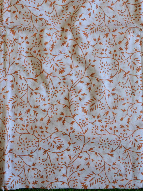 Handloom Mul Cotton Handblock Printed Suit Set-White