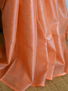 Banarasee Handloom Pure Linen By Tissue Saree-Peach