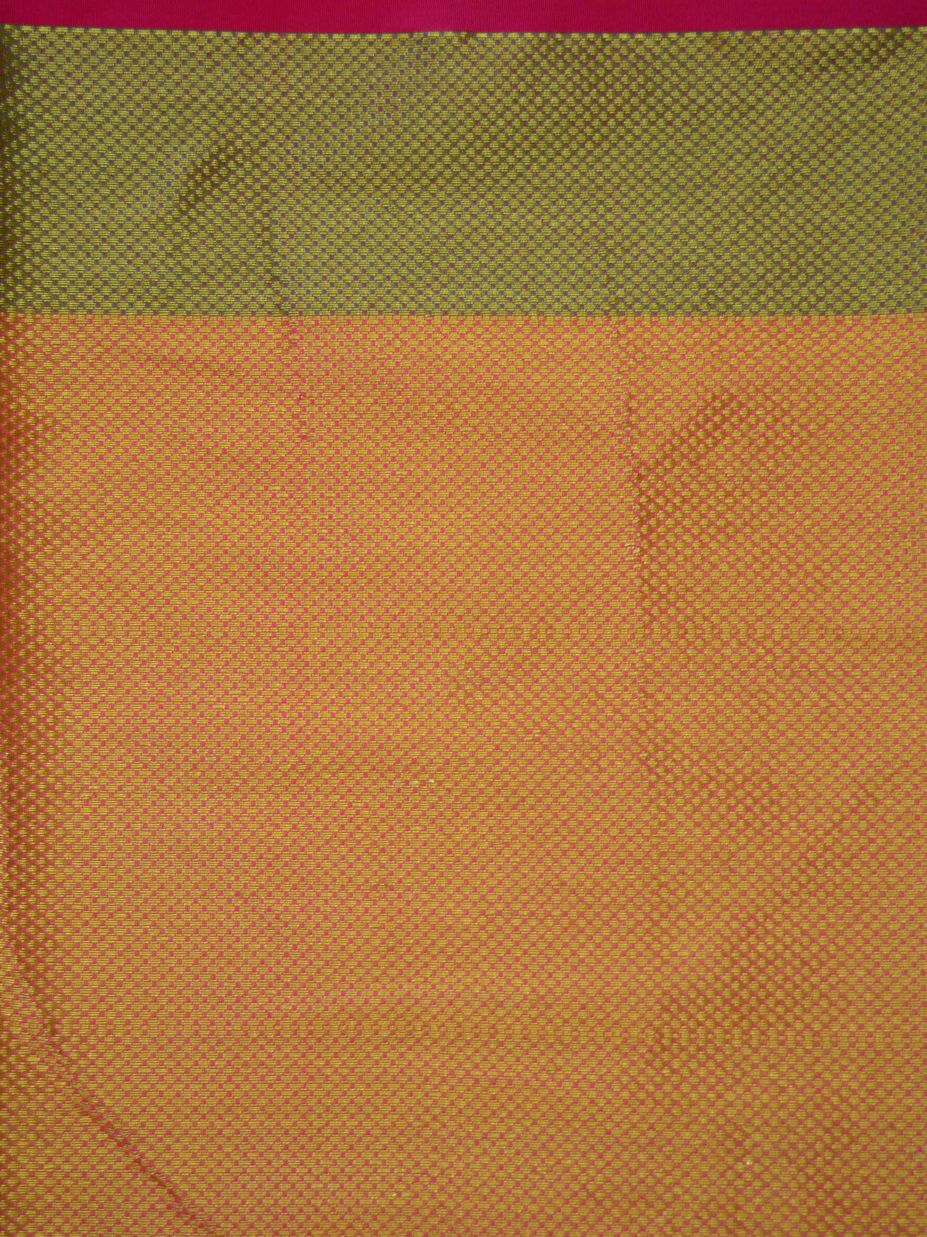 Banarasee Chanderi Cotton Temple Border Saree- Green