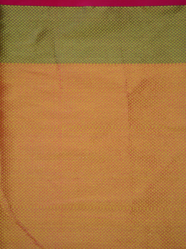 Banarasee Chanderi Cotton Temple Border Saree- Green