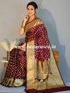 Banarasee Handwoven Art Silk Heavy Zari Buti Design Weaving Saree-Maroon