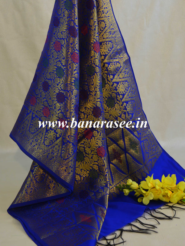 Banarasee Art Silk Jaal Design Dupatta-Blue