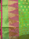 Banarasee Chanderi Cotton Temple Border Saree- Green