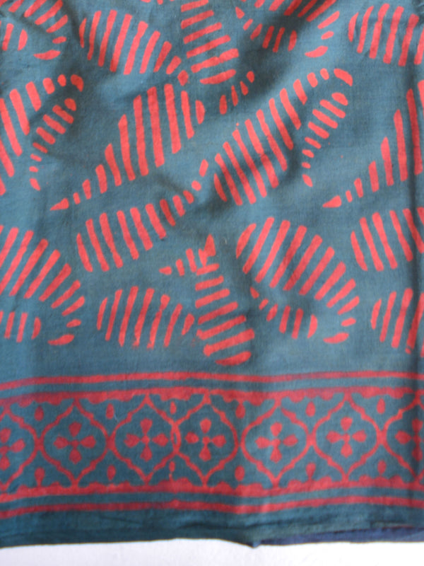 Pure Handloom Mul Cotton Bagru Block Print Gotapatti Suit Set-Green