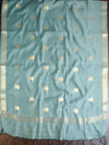 Banarasee Handloom Pure Silk Zari Buti Salwar Kameez Fabric With Dupatta-Green & Pink