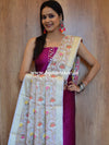 Banarasee Cotton Silk Multicolor Resham Work Dupatta-White